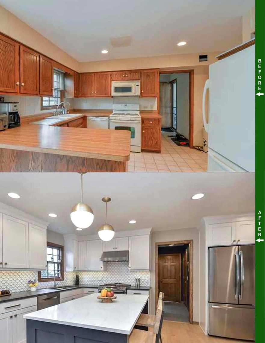 Kitchen and Bath Improvements Home Remodeling Before and after image of a kitchen remodel.