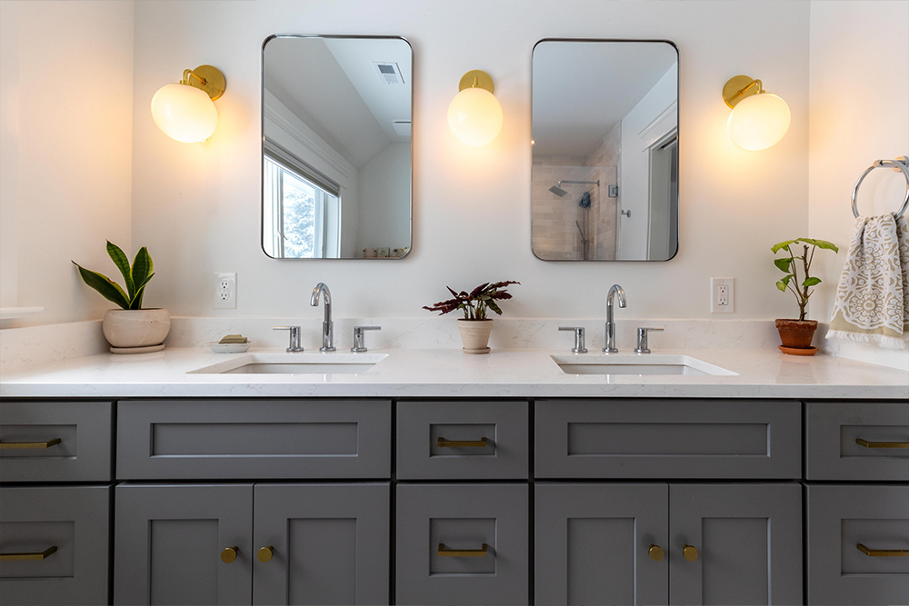 updated double vanity with mirrors